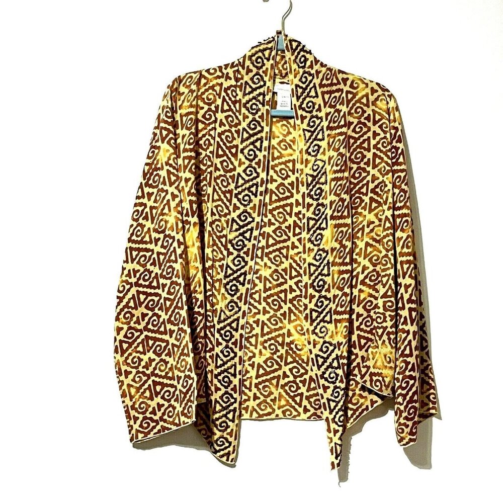 Soft Surroundings Womens Cardigan With Beaded Detail In Brown & Yellow